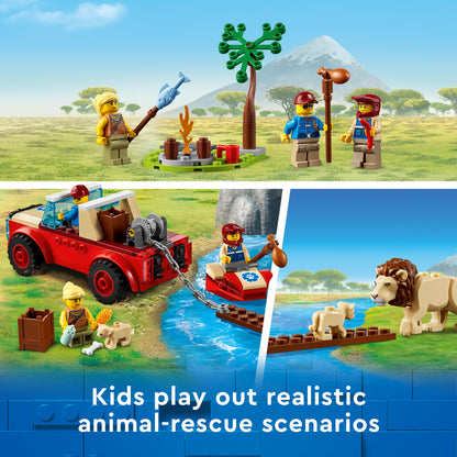 Kids enjoy LEGO® City Wildlife Rescue Off Roader Car Toy 60301, creating exciting animal rescue adventures.