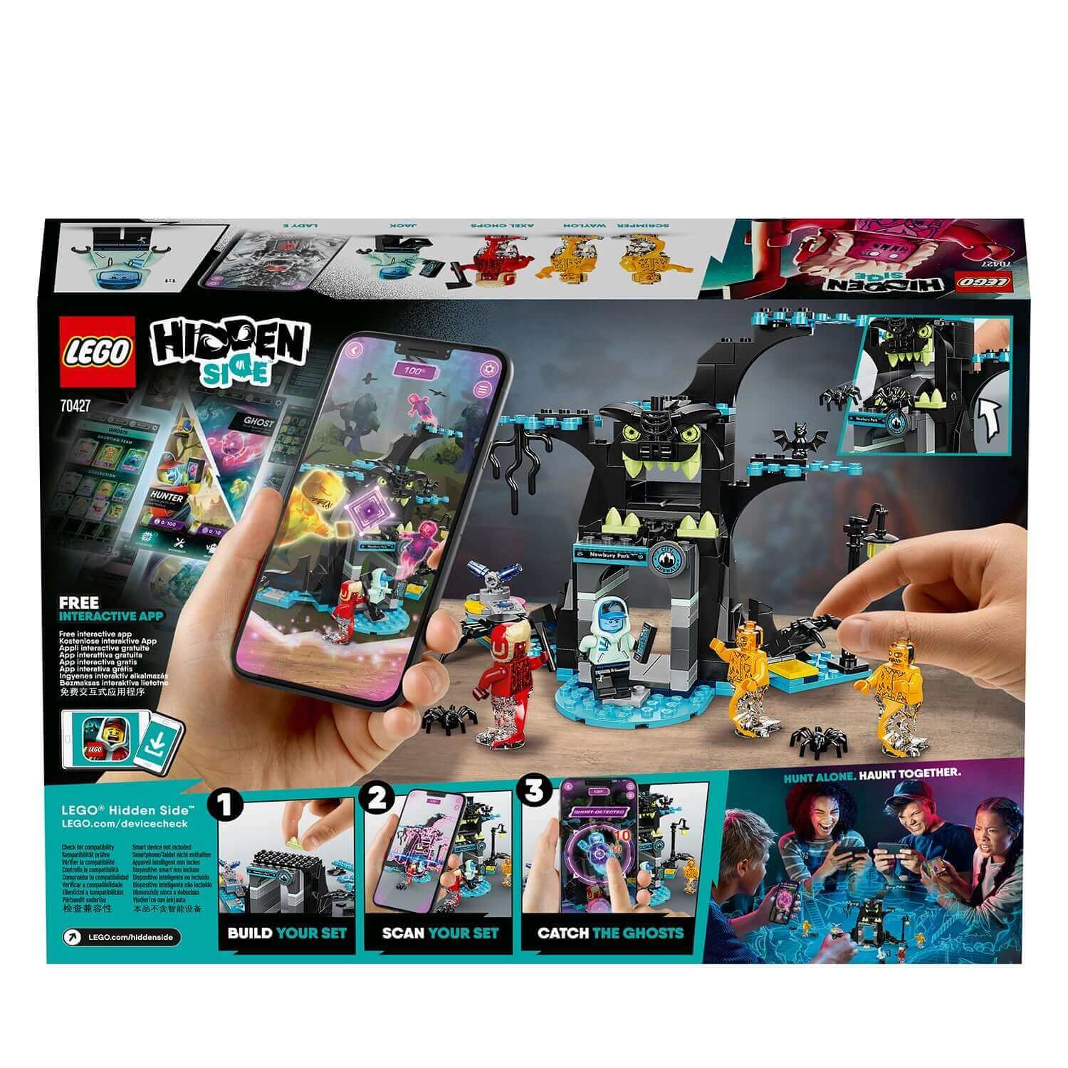 LEGO® Hidden Side Set 70427 featuring AR toy for interactive ghost hunting play experience.