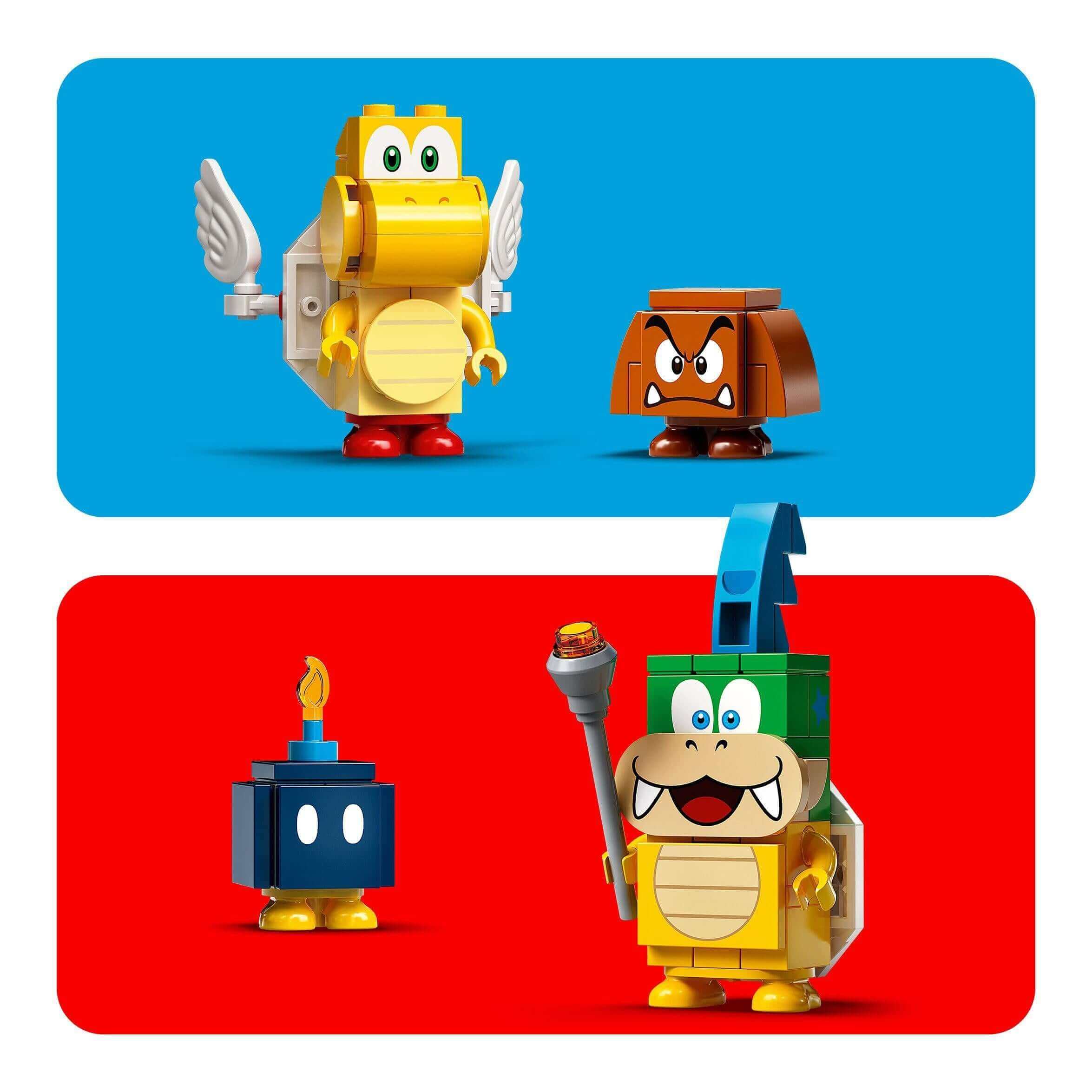 LEGO® Super Mario characters including Koopa Troopa, Goomba, and Bob-omb from Master Adventure Maker Set 71380.