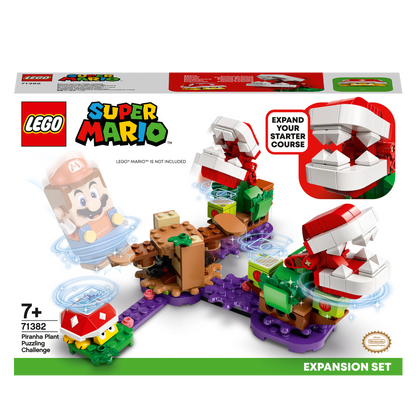 LEGO Super Mario Piranha Plant Expansion Set 71382 featuring a challenging build in the Soda Jungle for kids 7 and up.
