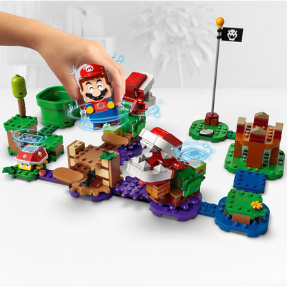 LEGO Super Mario Piranha Plant Expansion Set 71382 with Mario figure and interactive elements in the Soda Jungle.