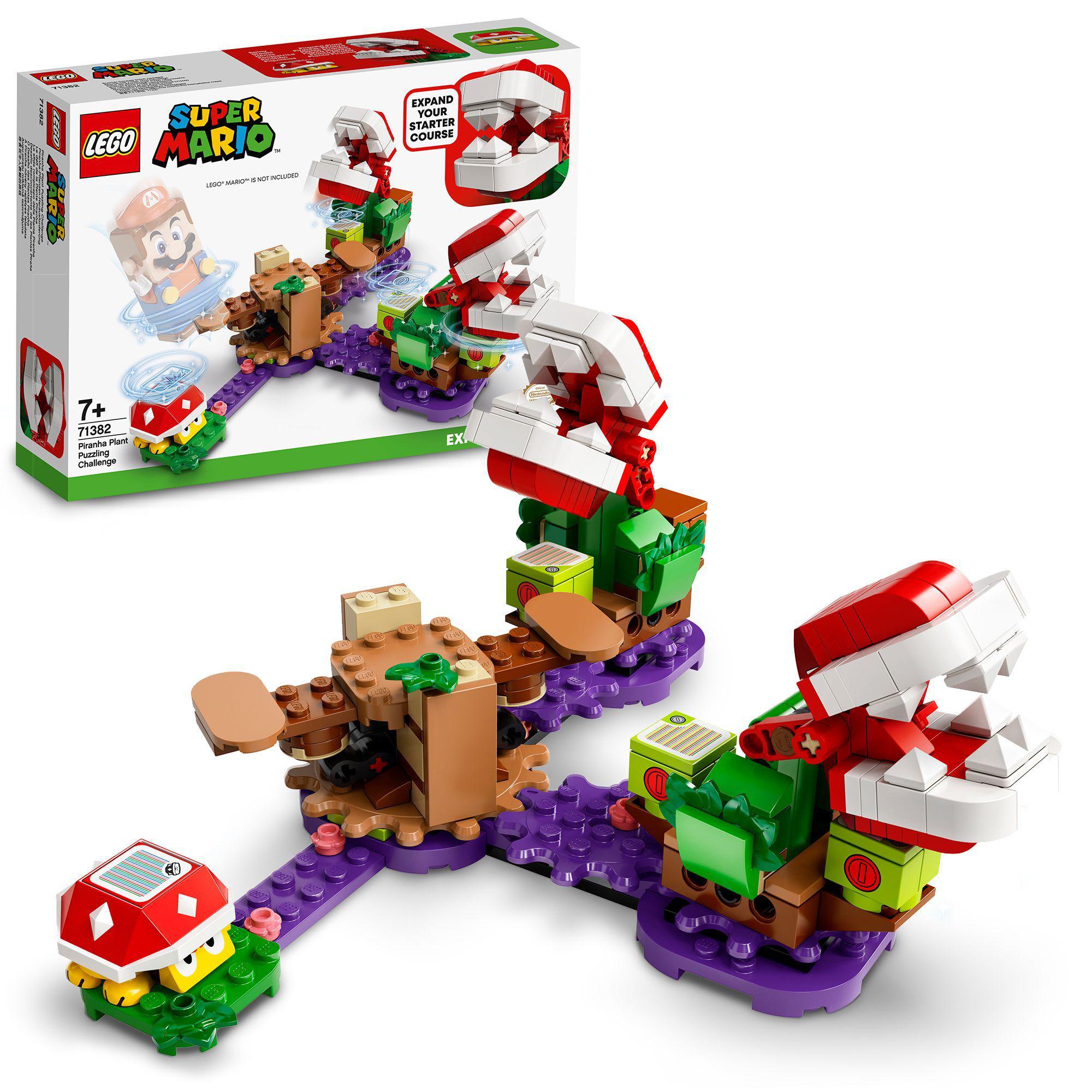 LEGO Super Mario Piranha Plant Expansion Set 71382 featuring a jungle challenge with Piranha Plants and goomba.