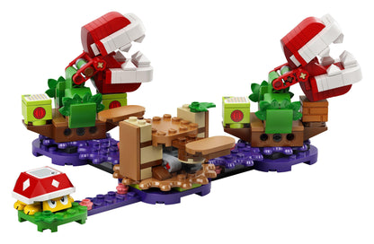 LEGO® Super Mario Piranha Plant Expansion Set 71382 featuring buildable Piranha Plants in a Soda Jungle landscape.