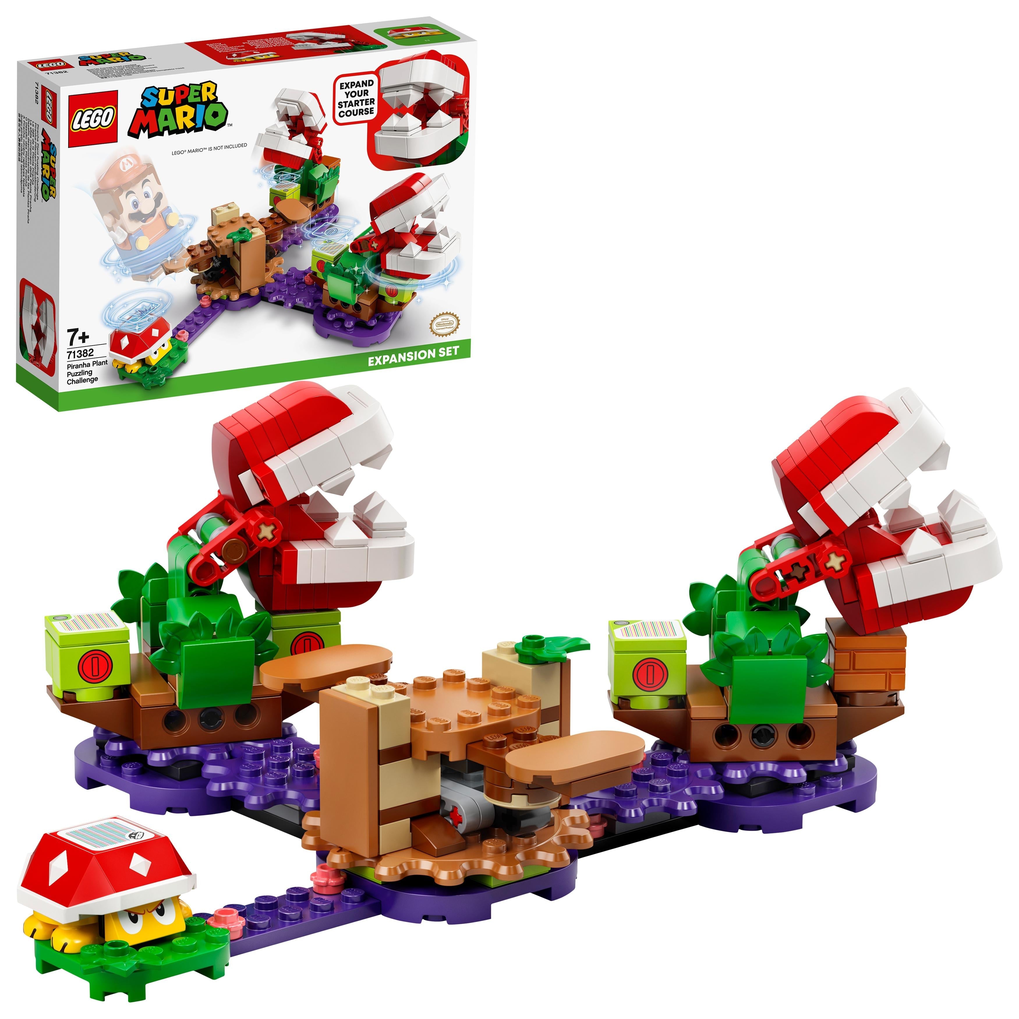 LEGO Super Mario Piranha Plant Expansion Set 71382 featuring Piranha Plants and game elements for interactive Play.