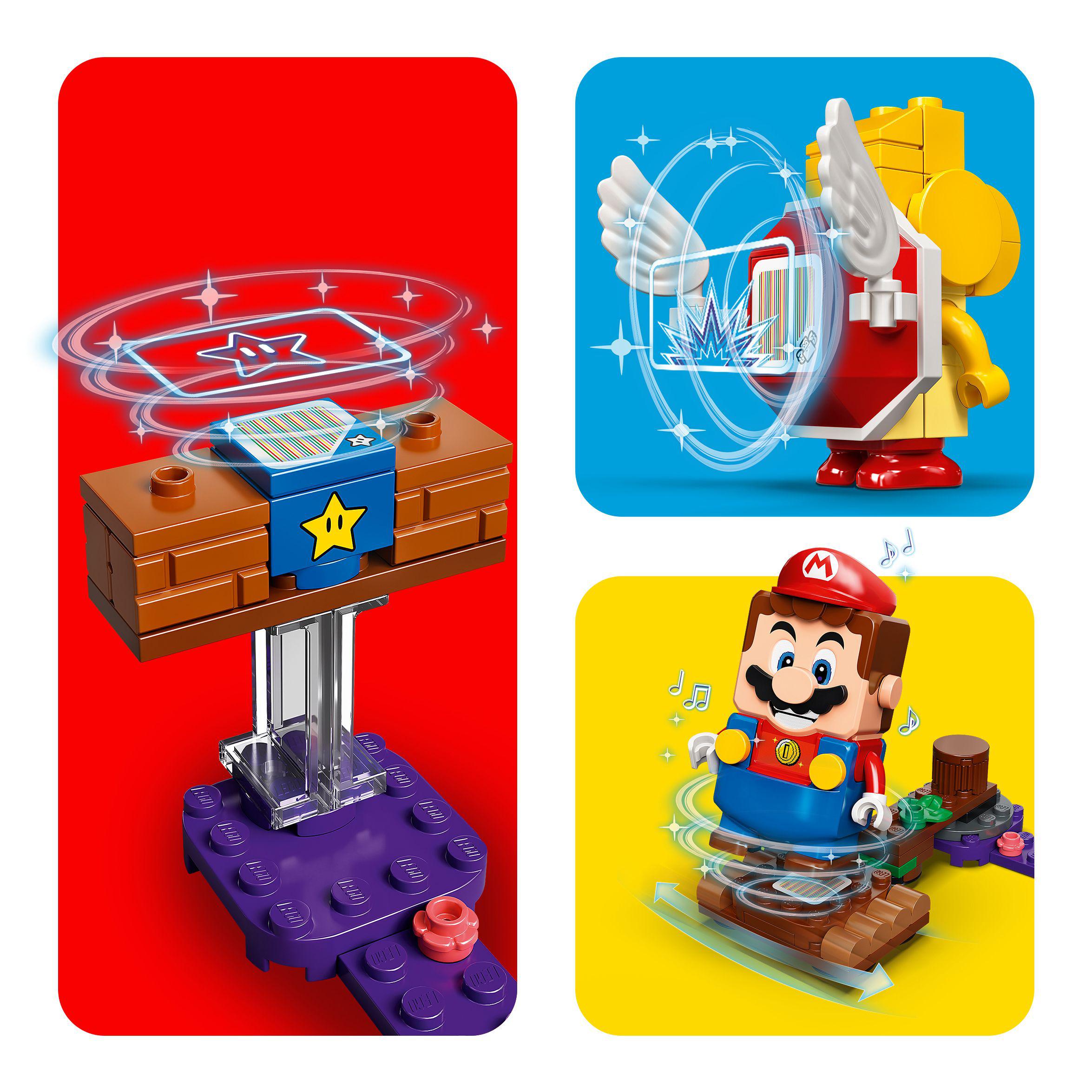 LEGO® Super Mario set showcasing interactive features and characters from the Soda Jungle level, ideal for play.
