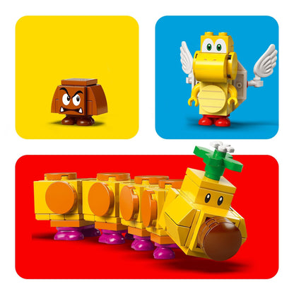 LEGO® Super Mario characters, including Goomba, Winged Koopa, and a Snail in vibrant colors, perfect for play and creativity.
