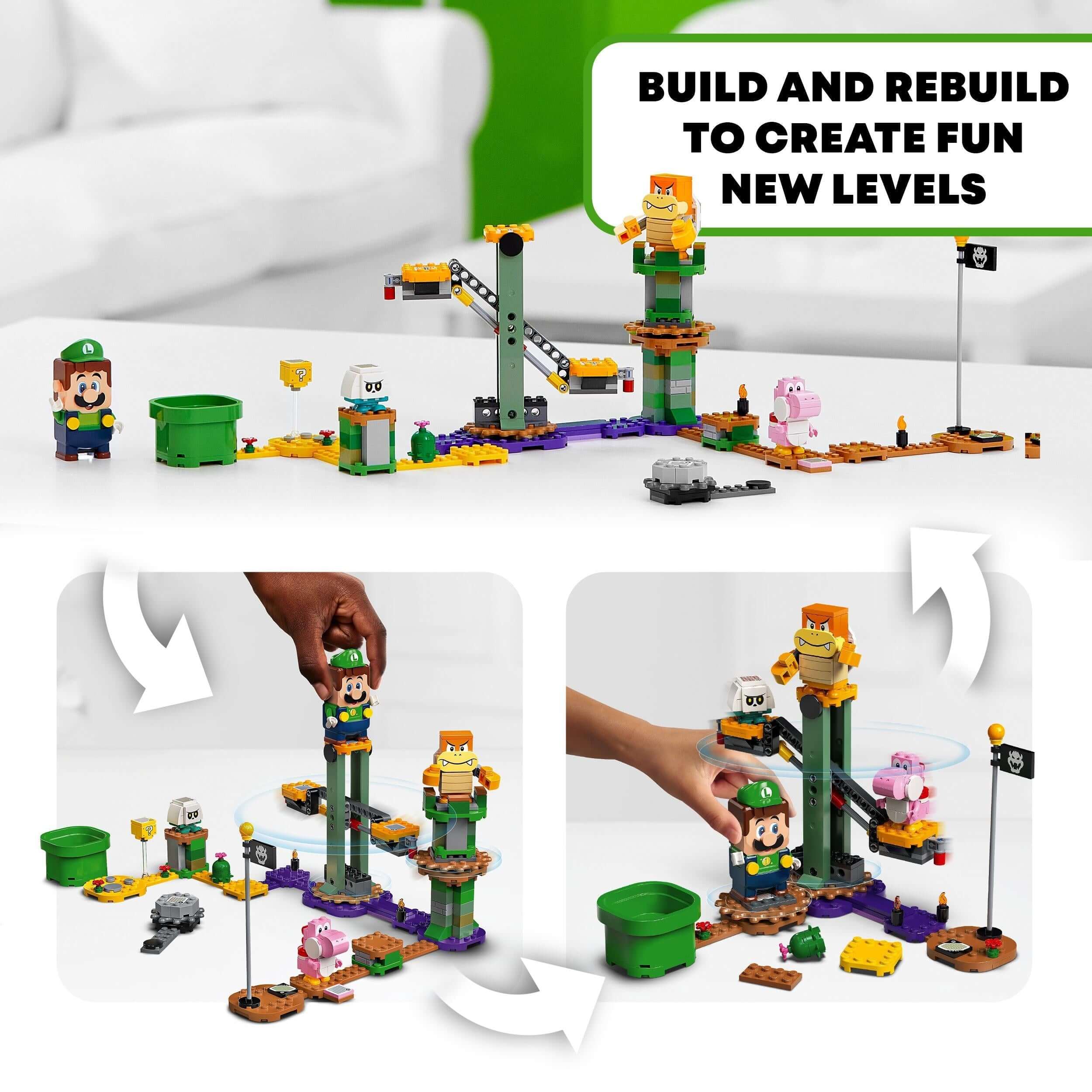 Interactive LEGO® Super Mario Adventures with Luigi Starter Course, featuring Luigi and buildable levels for creative play.