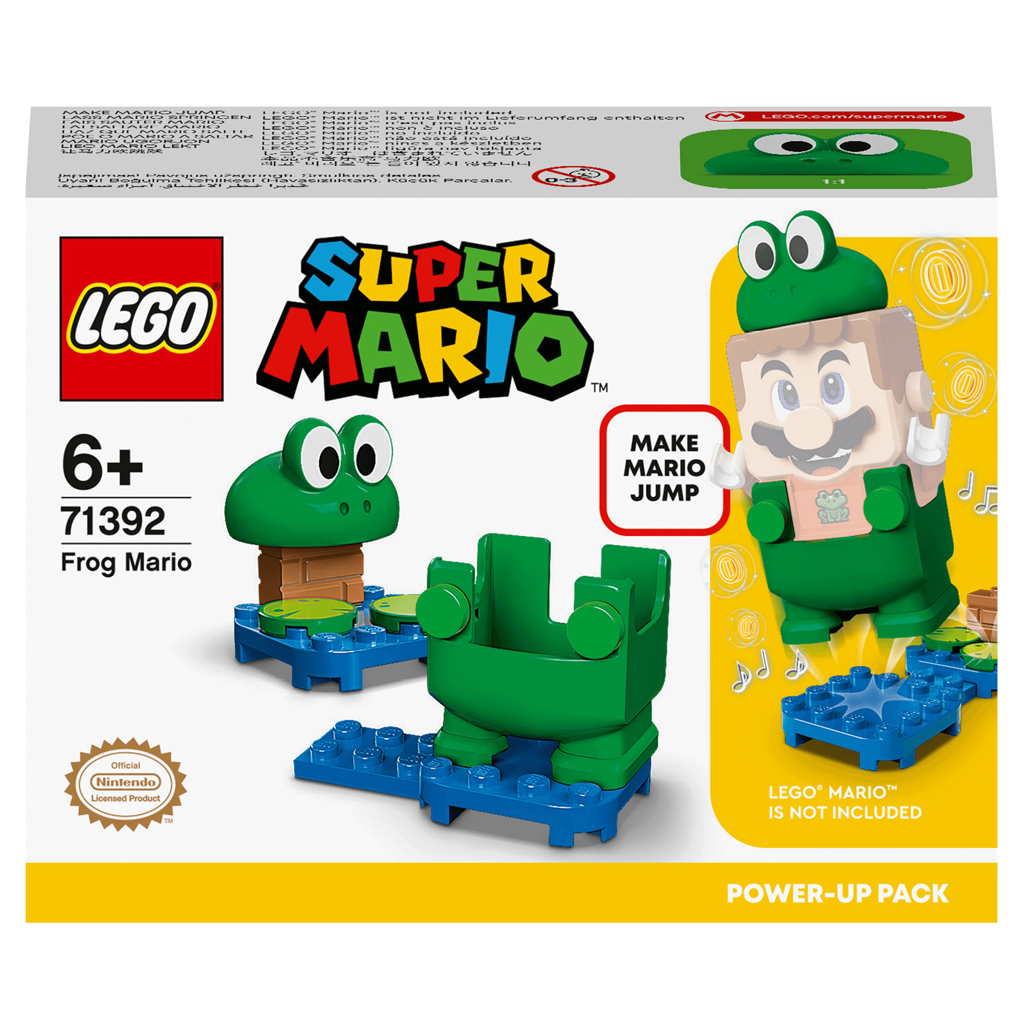 LEGO Super Mario Frog Mario Power-Up Pack 71392 features Frog Mario and accessories for interactive play.