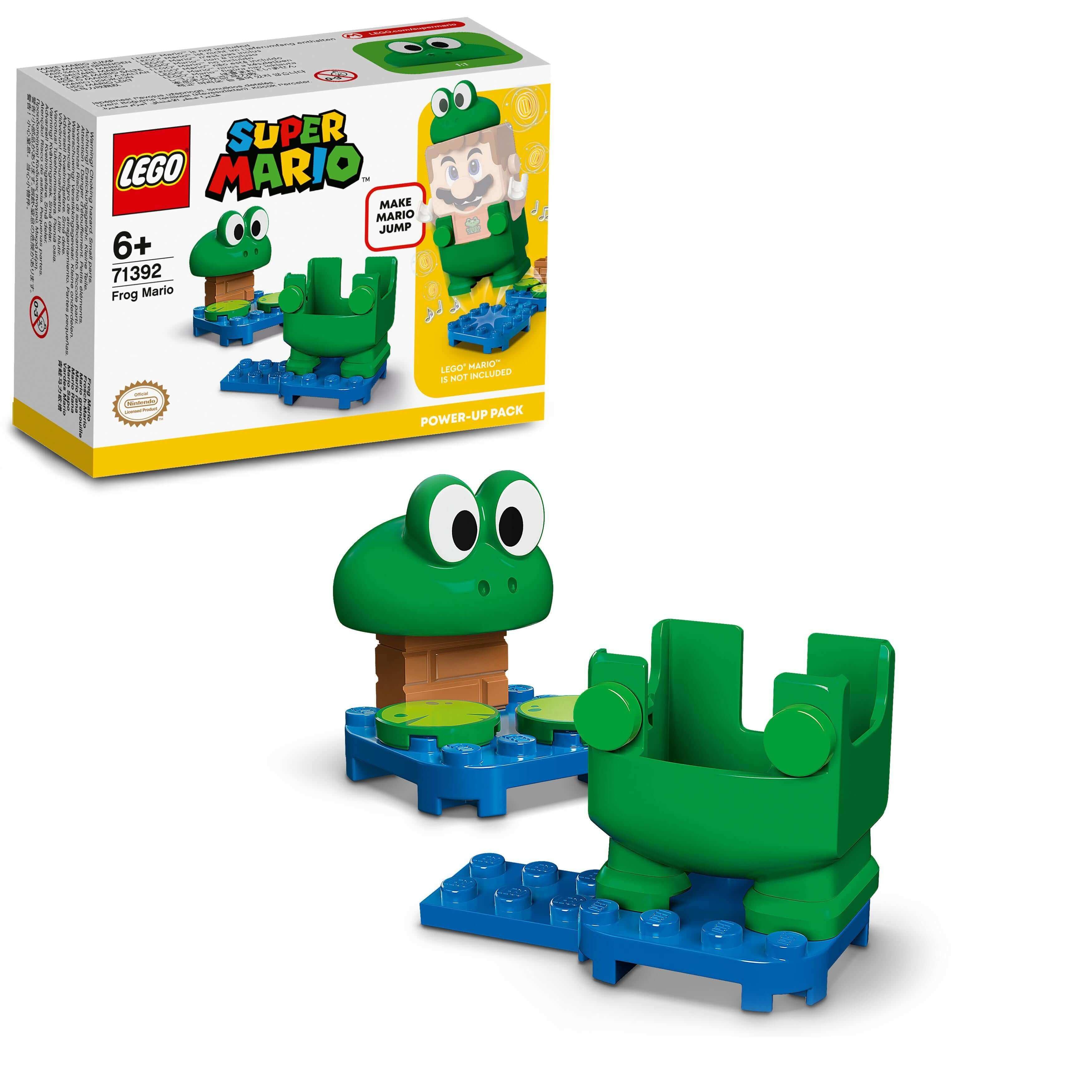 LEGO Super Mario Frog Mario Power-Up Pack 71392 toy, featuring a frog suit for interactive play.