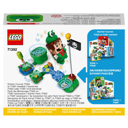 LEGO® Super Mario Frog Mario Power-Up Pack 71392 showing Frog Mario figure with accessories and gameplay options.