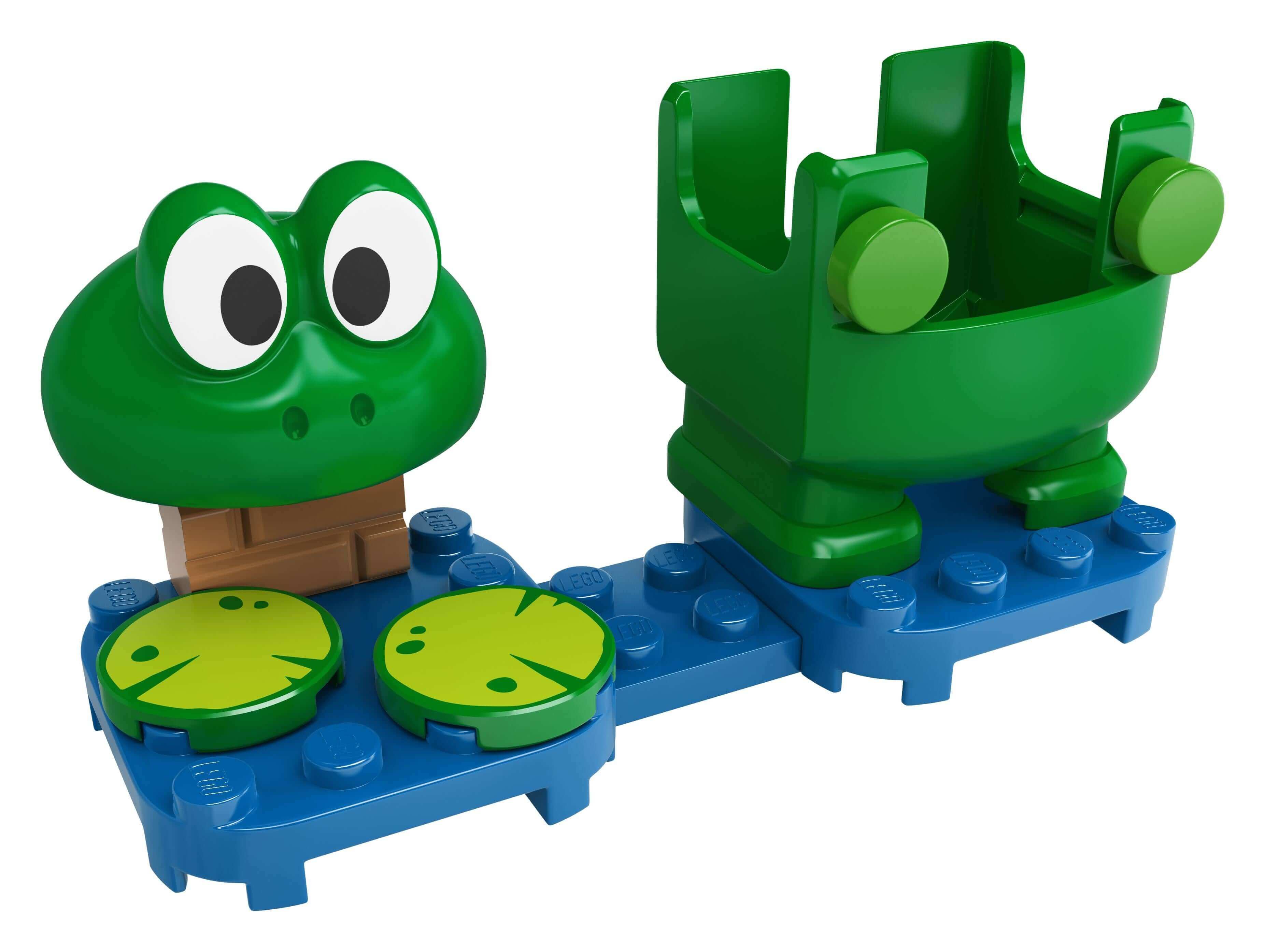 LEGO Super Mario Frog Mario Power-Up Pack 71392 toy set with frog suit and lily pads design for kids.