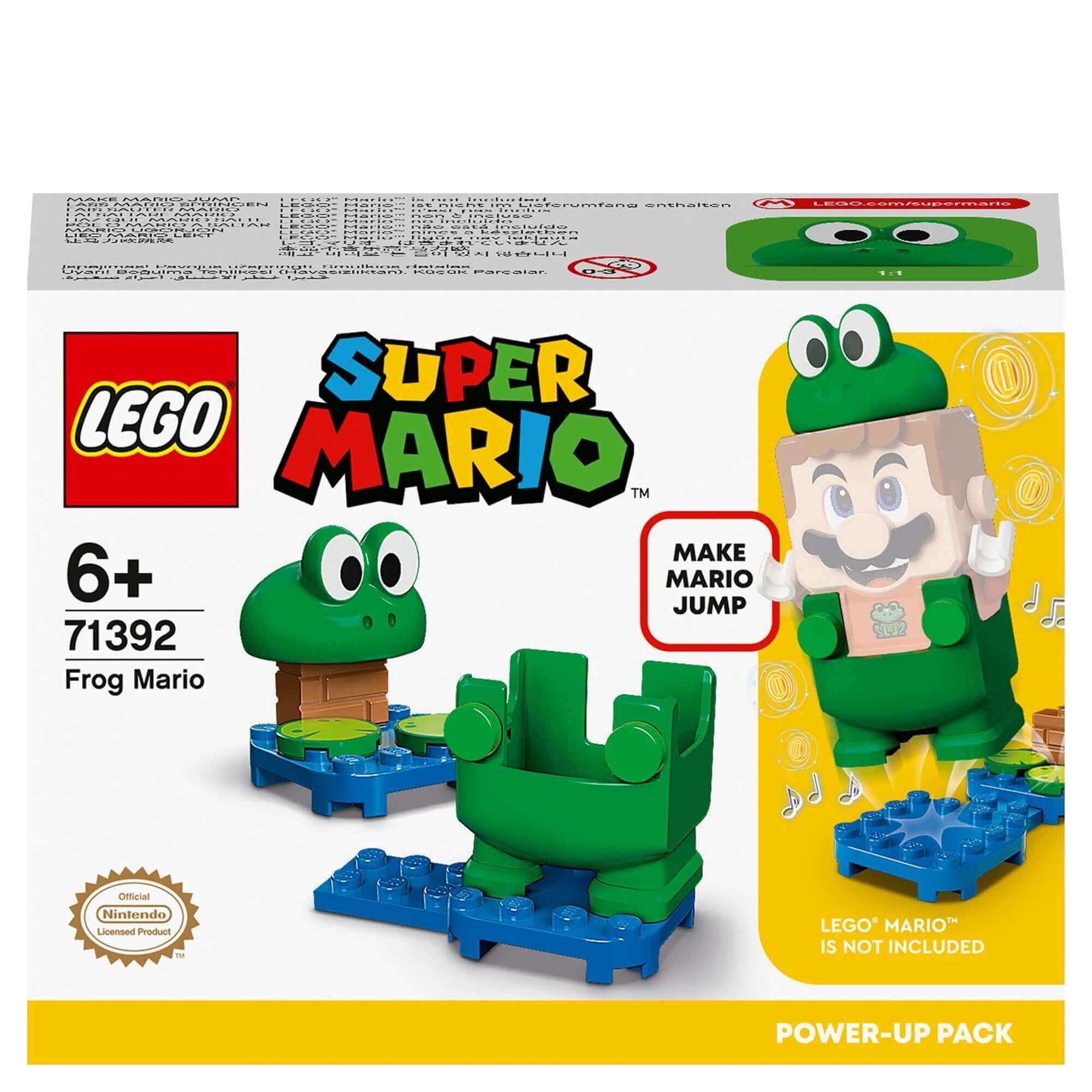 LEGO® Super Mario Frog Mario Power-Up Pack 71392, featuring a frog suit for interactive play and creativity.