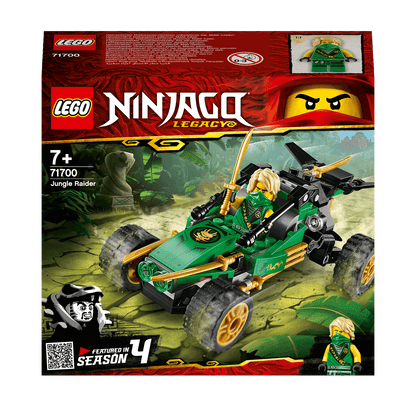 LEGO NINJAGO Legacy Jungle Raider Set 71700 with Lloyd minifigure in a detailed jungle scene.