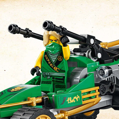 LEGO NINJAGO Legacy Jungle Raider Set 71700 featuring Lloyd in a green buggy ready for battle.
