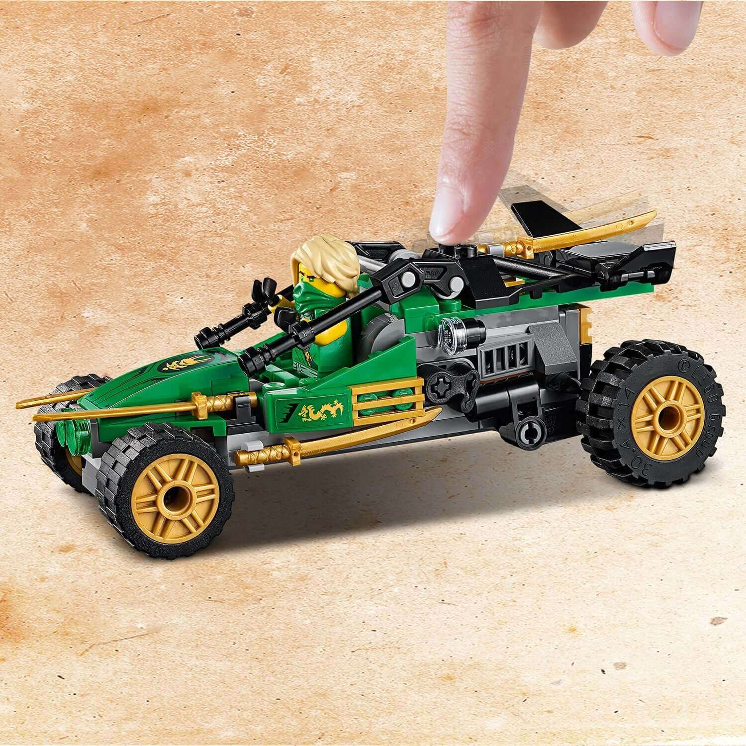 LEGO NINJAGO Legacy Jungle Raider Set 71700 featuring Lloyd in a green buggy, perfect for creative play and display.