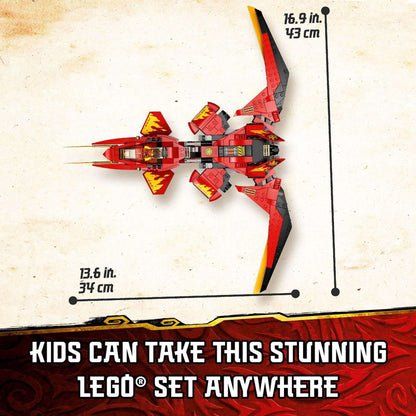 LEGO® NINJAGO Legacy Kai Fighter Toy Jet 71704 with dimensions 16.9 in x 13.6 in, perfect for play or display.