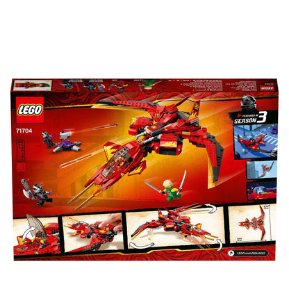LEGO NINJAGO Legacy Kai Fighter Toy Jet 71704 with action scenes and Kai figure, perfect for kids' imaginative play.