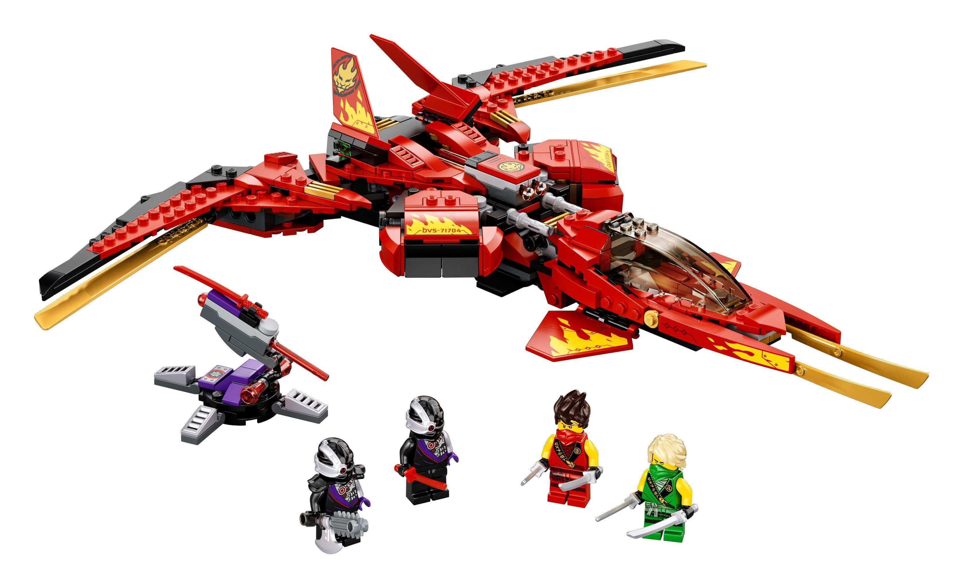 LEGO NINJAGO Legacy Kai Fighter Toy Jet 71704 with Kai and Lloyd minifigures for thrilling play.