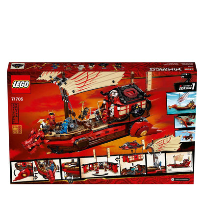 LEGO® NINJAGO Legacy Destiny's Bounty Ship Set 71705 packaging with minifigures and detailed design.