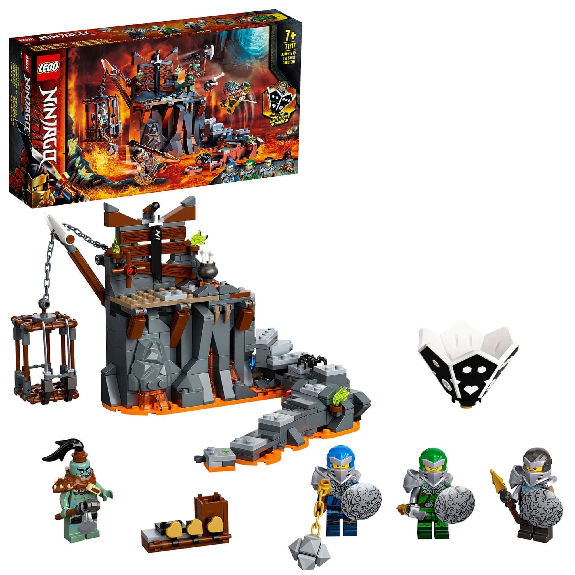 LEGO NINJAGO Journey to the Skull Dungeons Set 71717 featuring ninja figures and dungeon playset