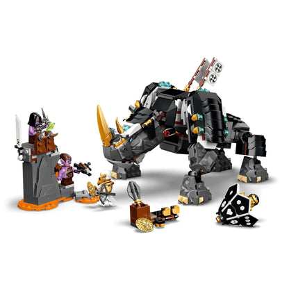 LEGO NINJAGO Zane's Mino Creature 2in1 Set 71719 featuring Hero Cole, Hero Zane, and two Geckles in battle.