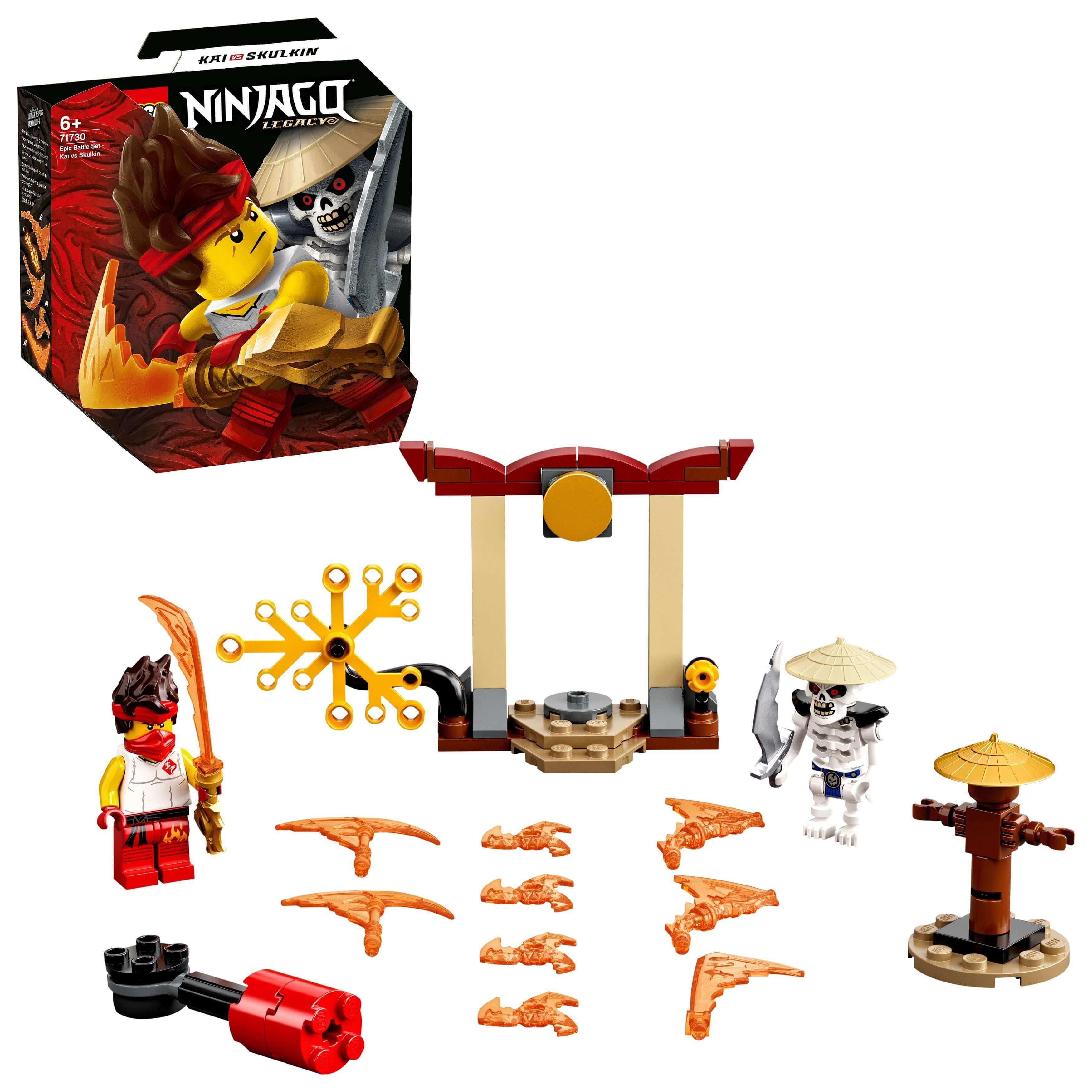 LEGO NINJAGO Epic Battle Set featuring Kai and Skulkin with accessories for imaginative play.