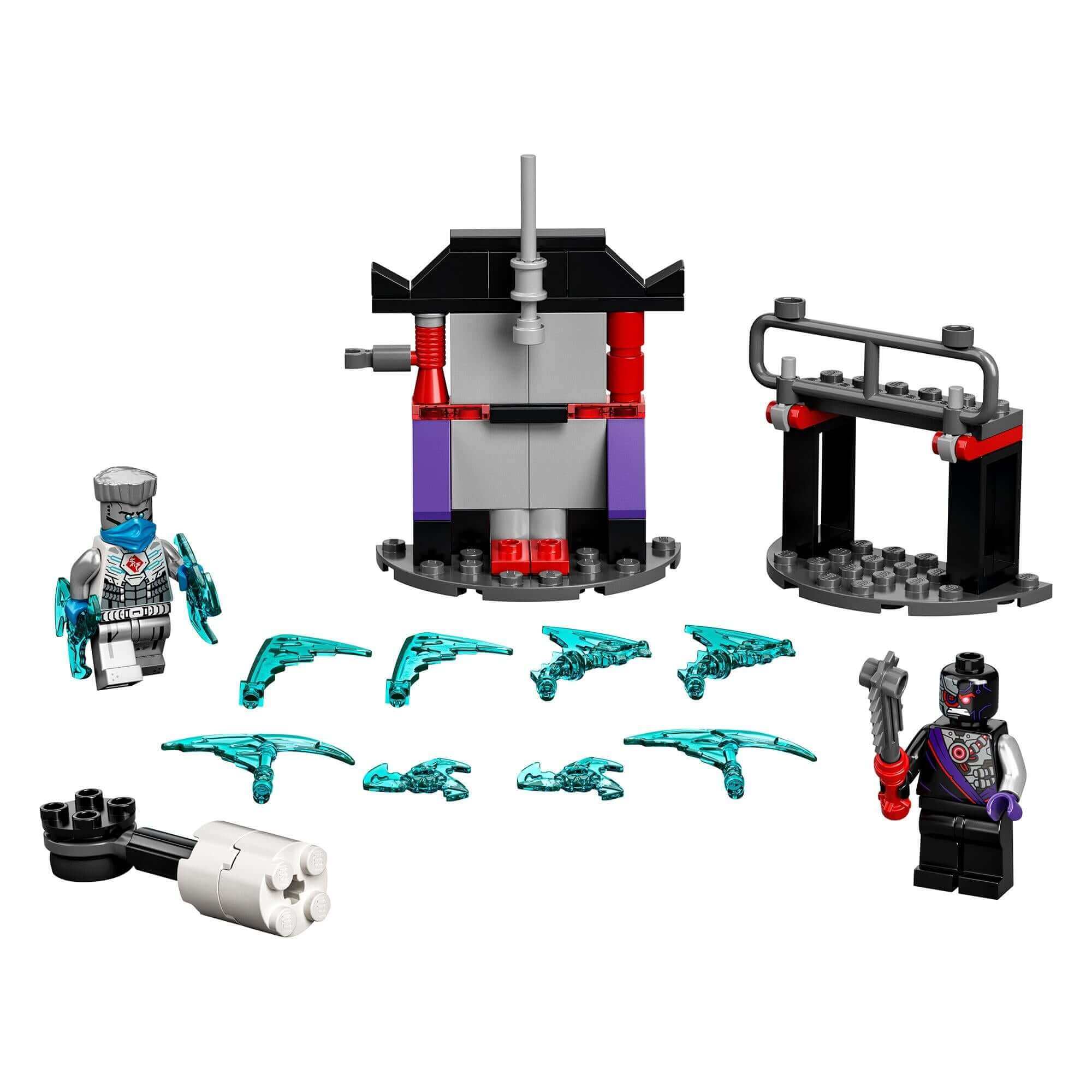 LEGO® NINJAGO Epic Battle Set Zane vs. Nindroid 71731 with Zane and Nindroid figures and battle accessories.
