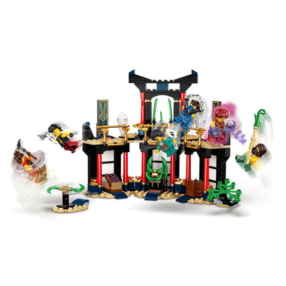 LEGO NINJAGO Legacy Tournament of Elements Set 71735 featuring minifigures and action-packed scenes.