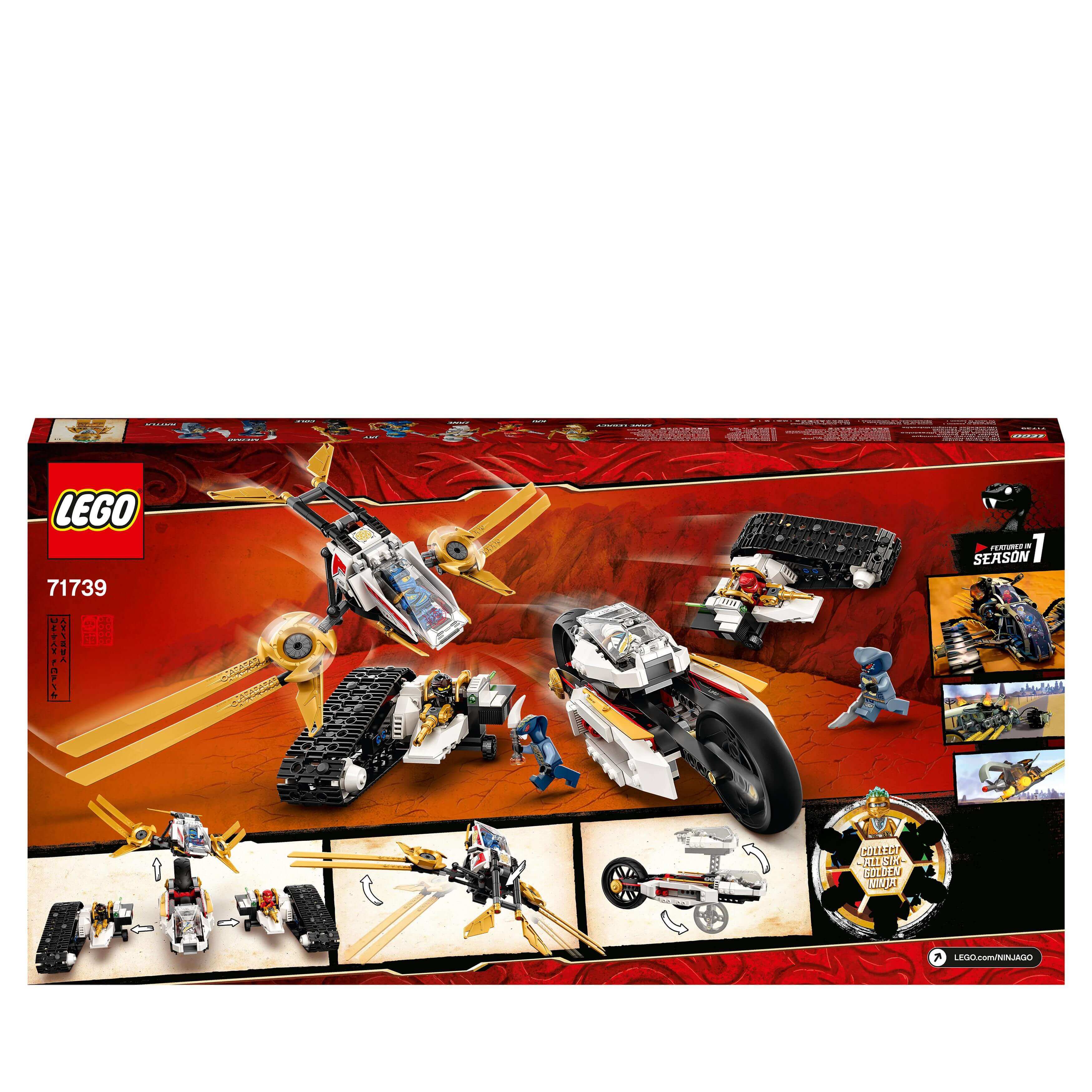 LEGO NINJAGO Legacy Ultra Sonic Raider Set 71739 packaging featuring multiple vehicle modes and accessories for imaginative play.