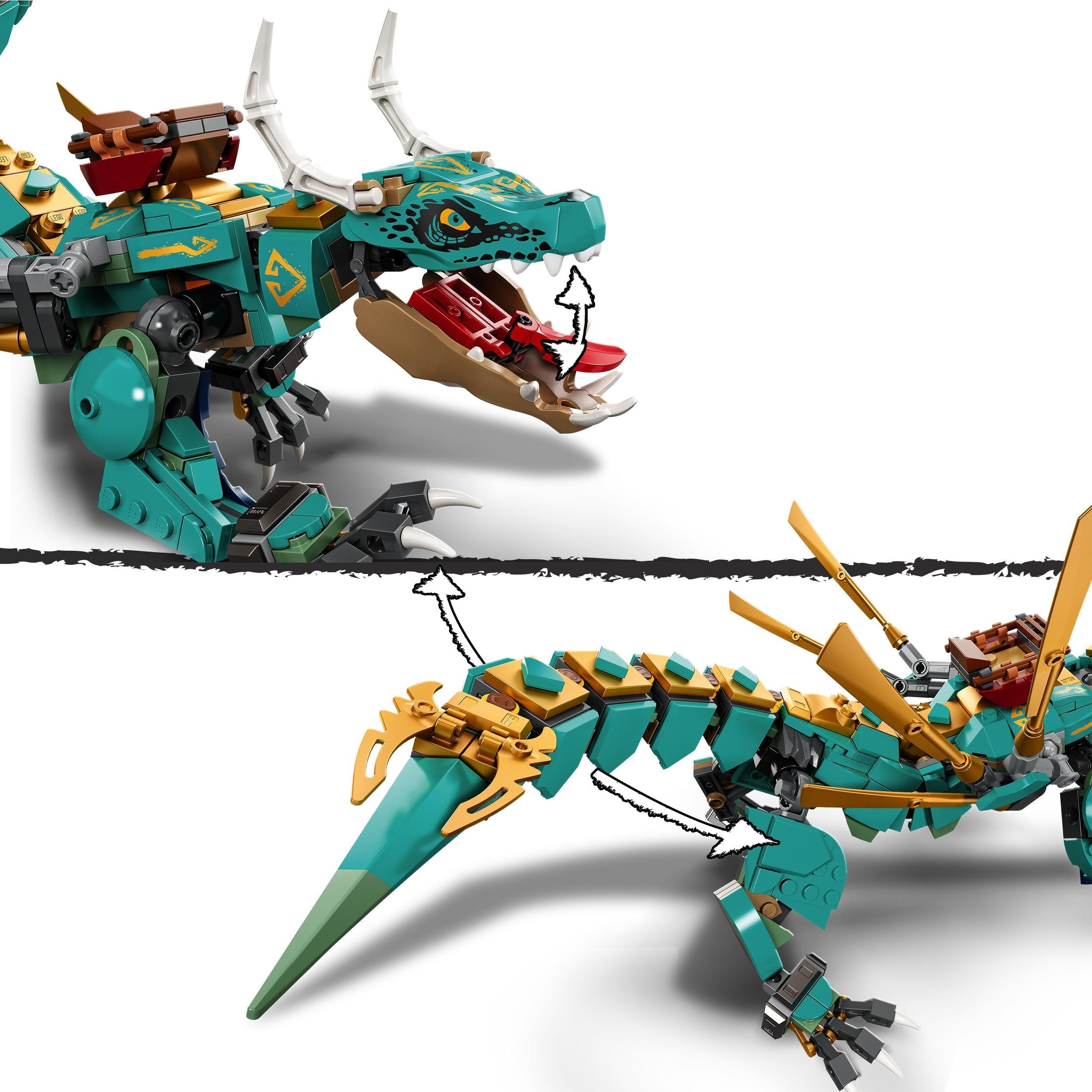 LEGO® NINJAGO Jungle Dragon Toy Figure Set 71746 featuring a posable dragon design and vibrant colors.