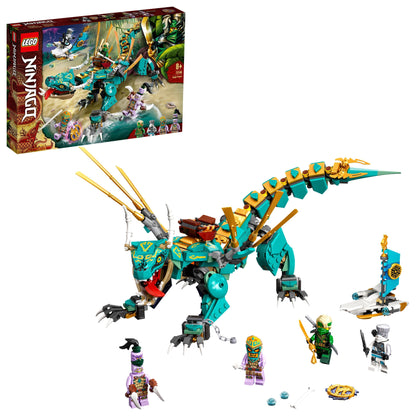 LEGO NINJAGO Jungle Dragon Toy Set 71746 featuring a posable dragon and 4 minifigures for exciting adventures.