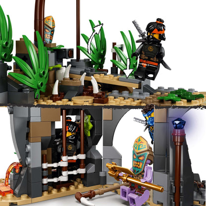 LEGO NINJAGO Keepers' Village set 71747 with detailed traps, figures, and prison for exciting play.