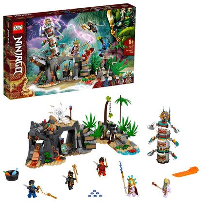 LEGO NINJAGO The Keepers’ Village 71747 set with traps, prison, and minifigures for rescue missions.