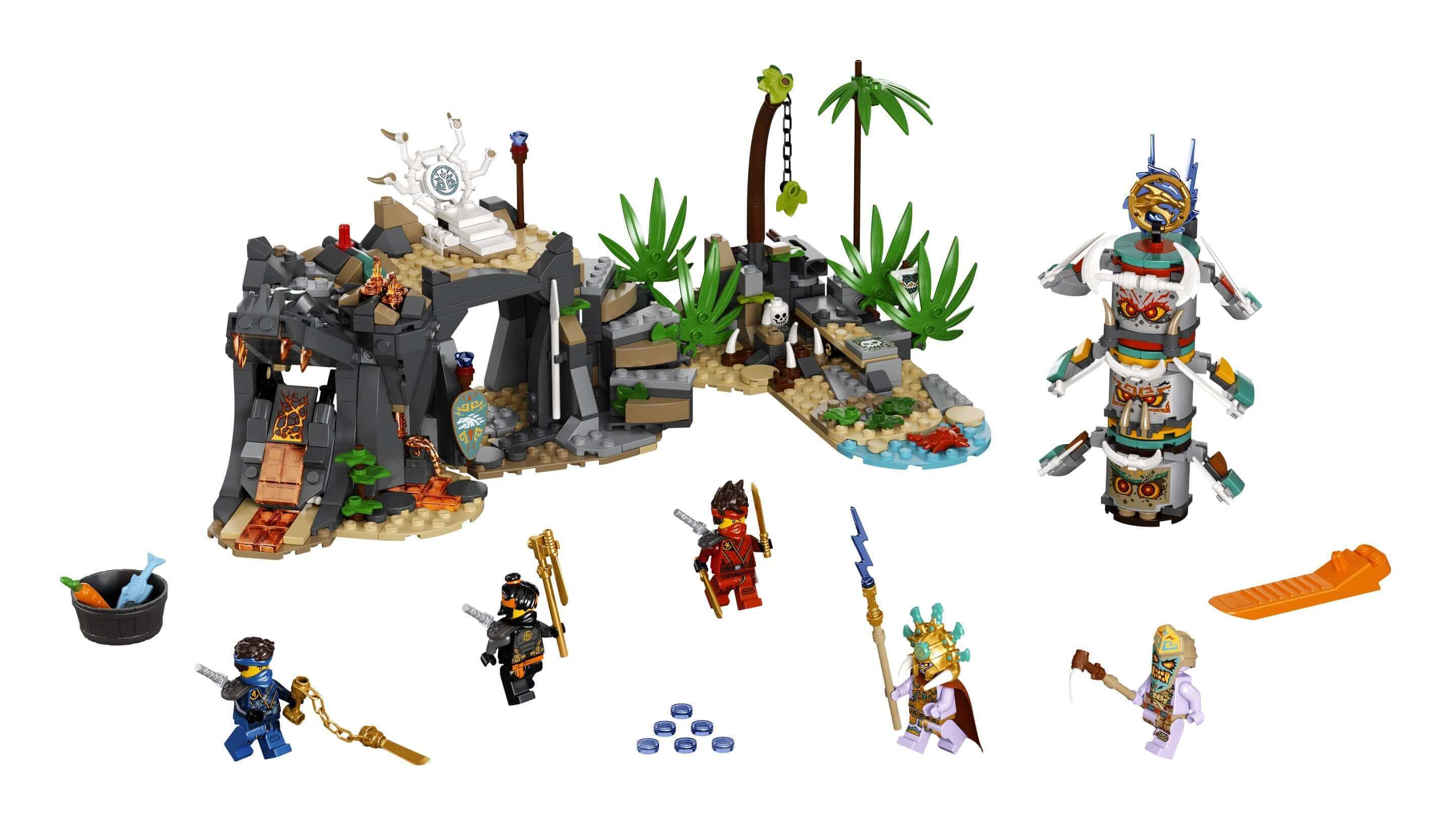 LEGO® NINJAGO The Keepers’ Village Building Set 71747 with figures, traps, and lush scenery for rescue missions.