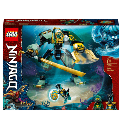 LEGO NINJAGO Lloyd's Hydro Mech Set 71750 featuring underwater action with minifigures, perfect for creative play.
