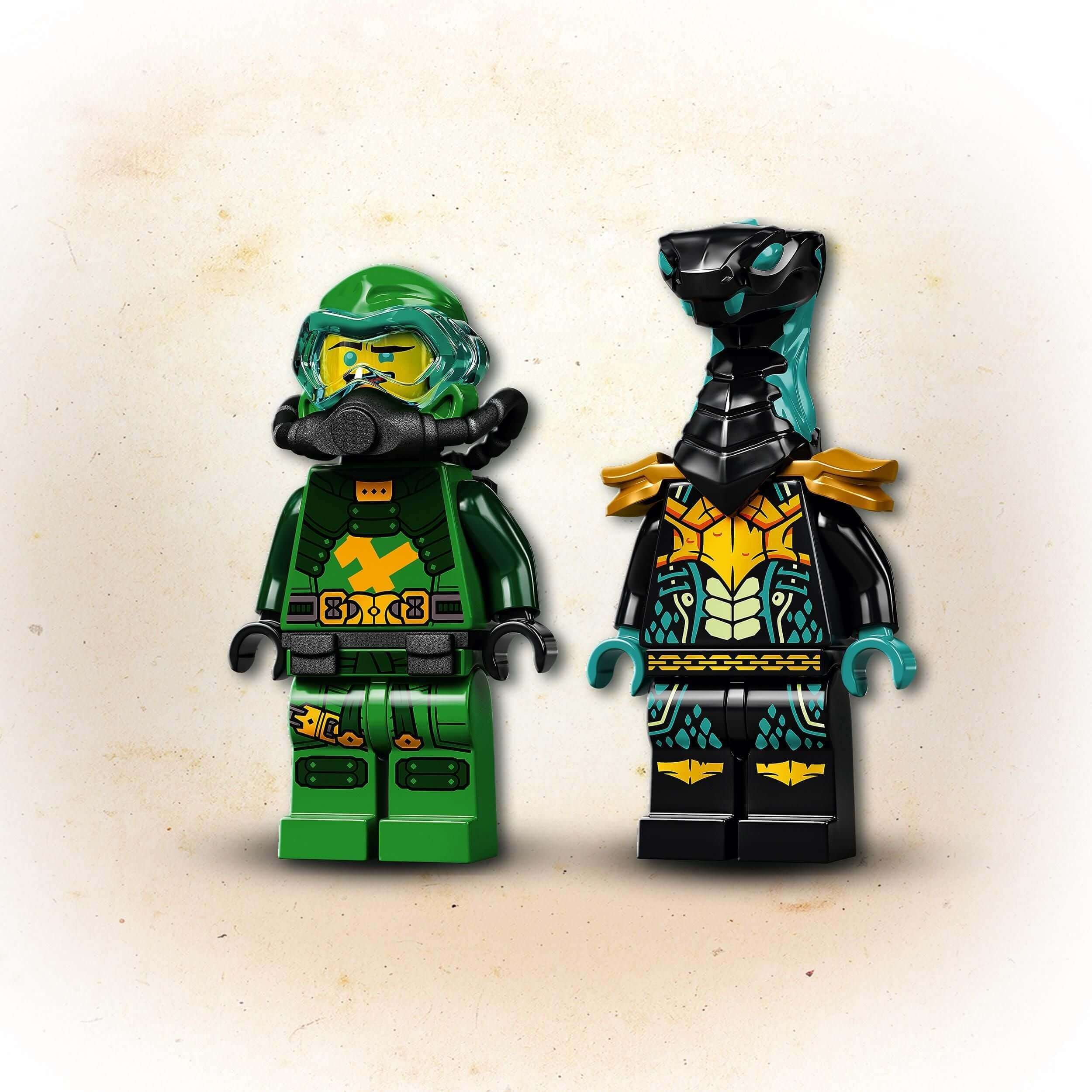 LEGO NINJAGO Lloyd's Hydro Mech set featuring two minifigures in underwater action attire.