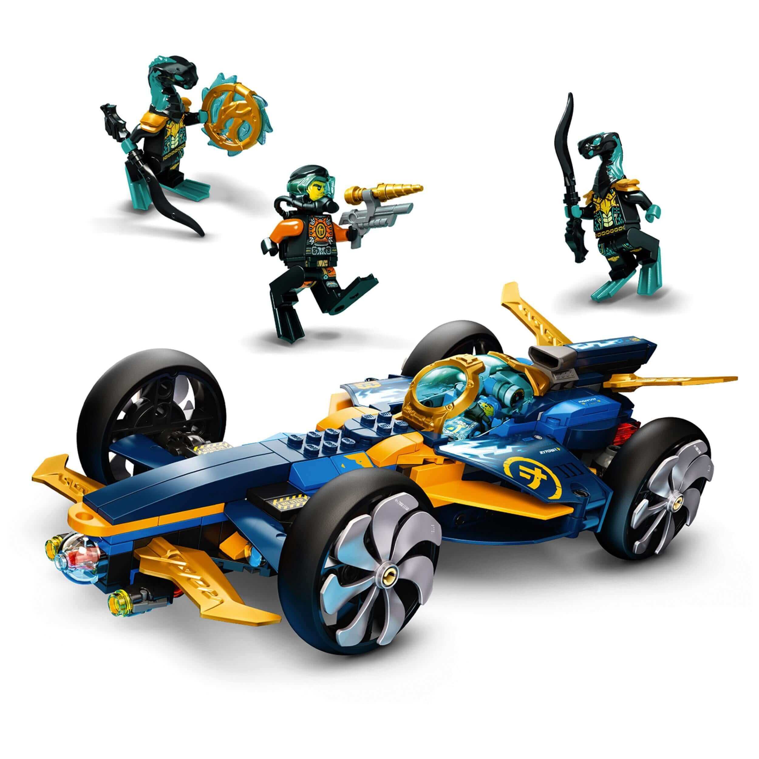 LEGO NINJAGO Ninja Sub Speeder Car Toy 71752 with 4 minifigures for thrilling play adventures.