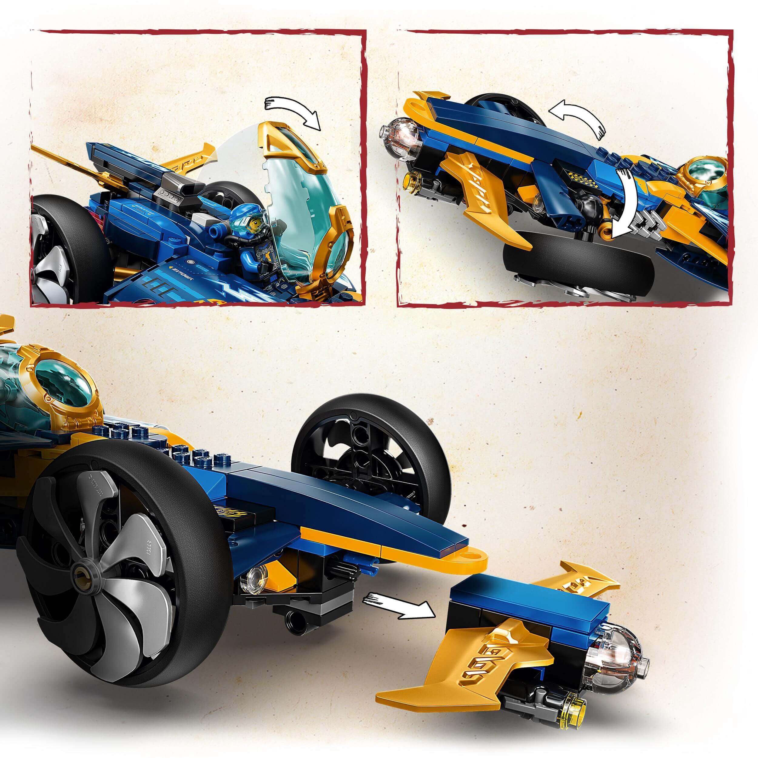 LEGO NINJAGO Ninja Sub Speeder Car 71752 with foldable features and dynamic design for imaginative play.