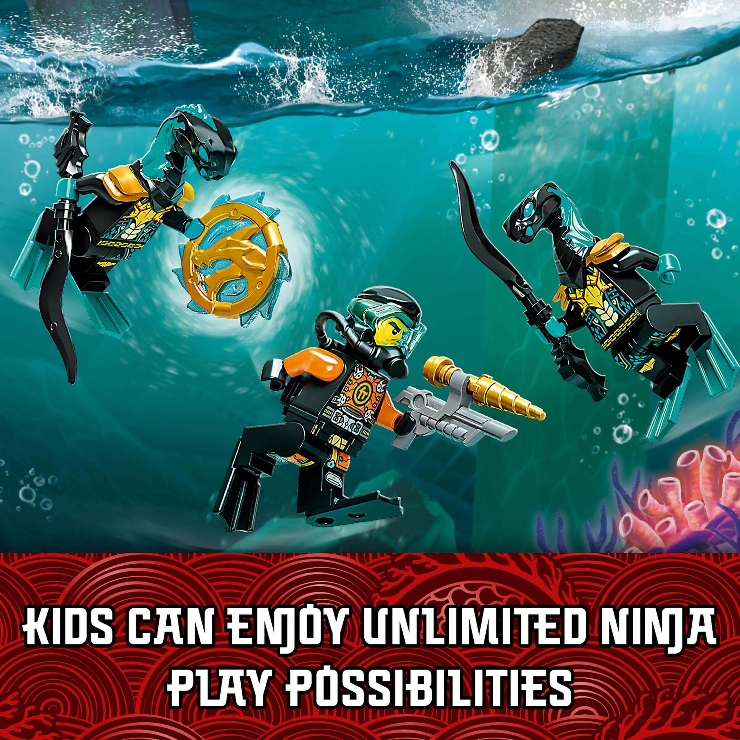LEGO Ninjago submarine playset featuring minifigures and underwater adventure for creative play.