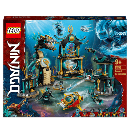 LEGO NINJAGO Temple of the Endless Sea Set 71755 featuring underwater battle scenes and 7 minifigures.