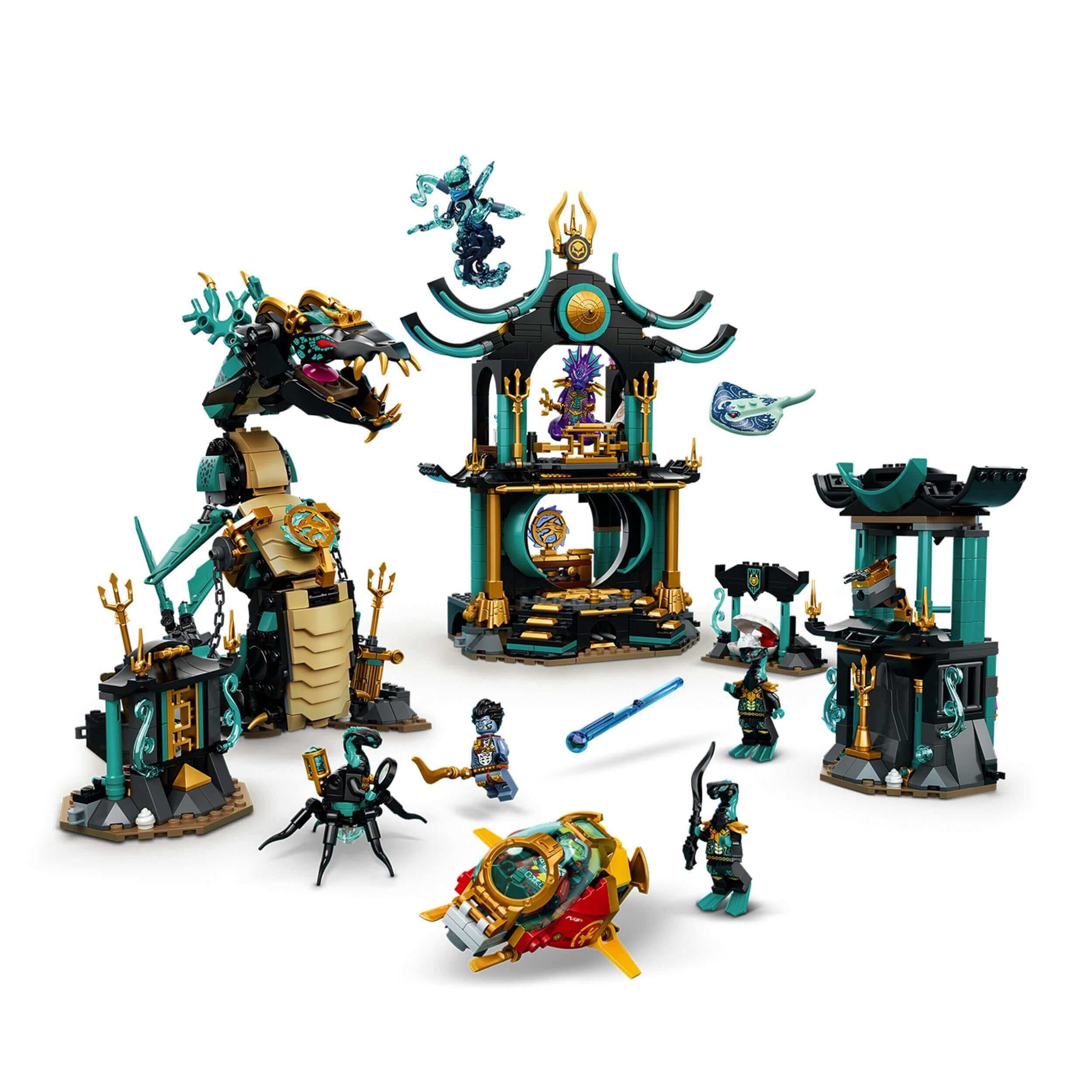 LEGO NINJAGO Temple of the Endless Sea Set 71755 with underwater scenes and 7 minifigures for kids play.