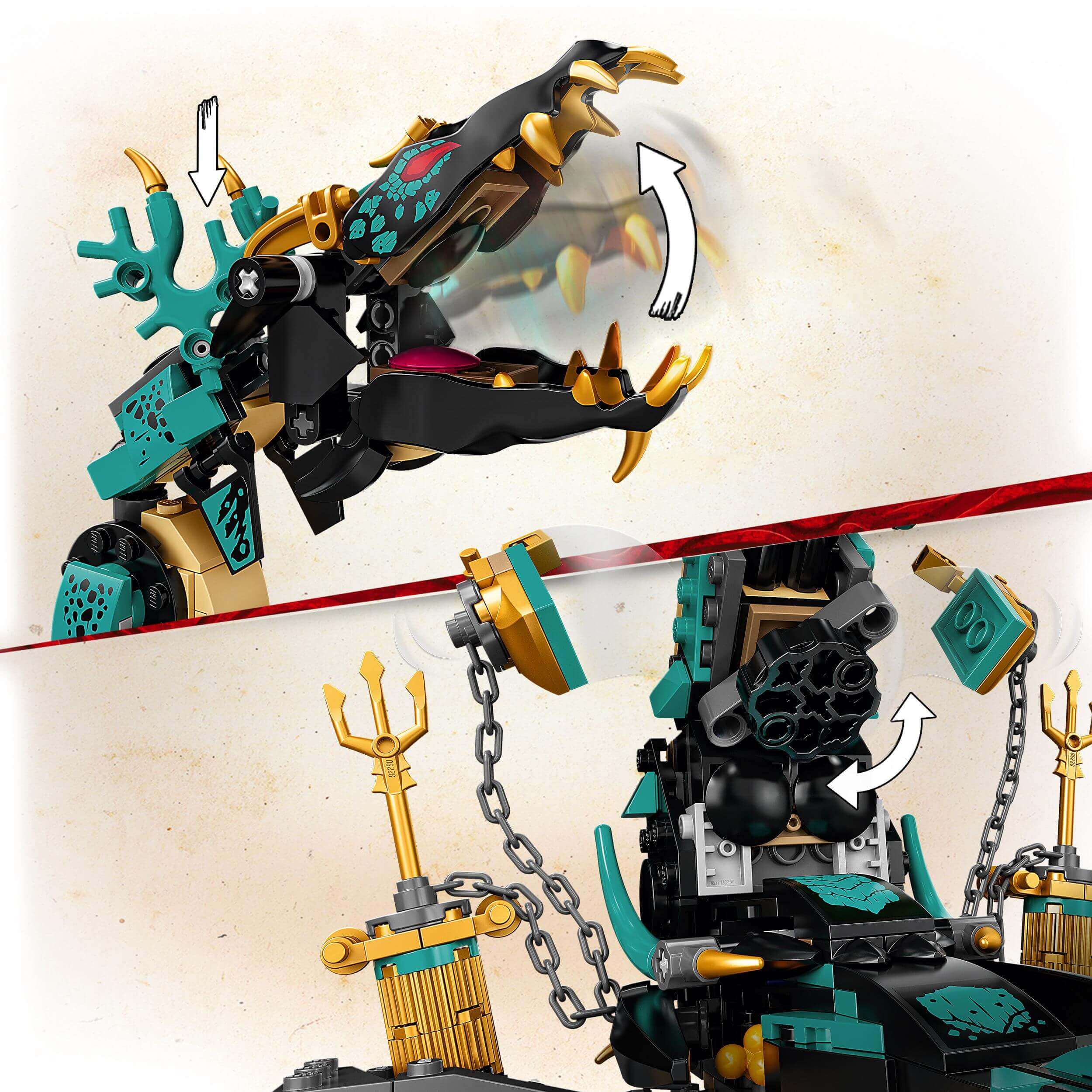LEGO NINJAGO Temple of the Endless Sea set with movable dragon head for immersive play scenes.
