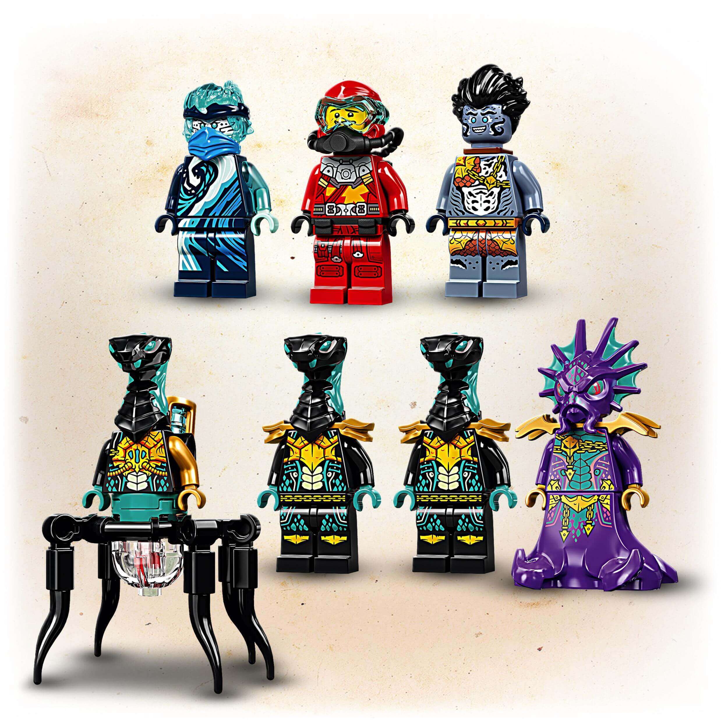 LEGO NINJAGO Temple of the Endless Sea set featuring 7 minifigures for underwater battle scenes.
