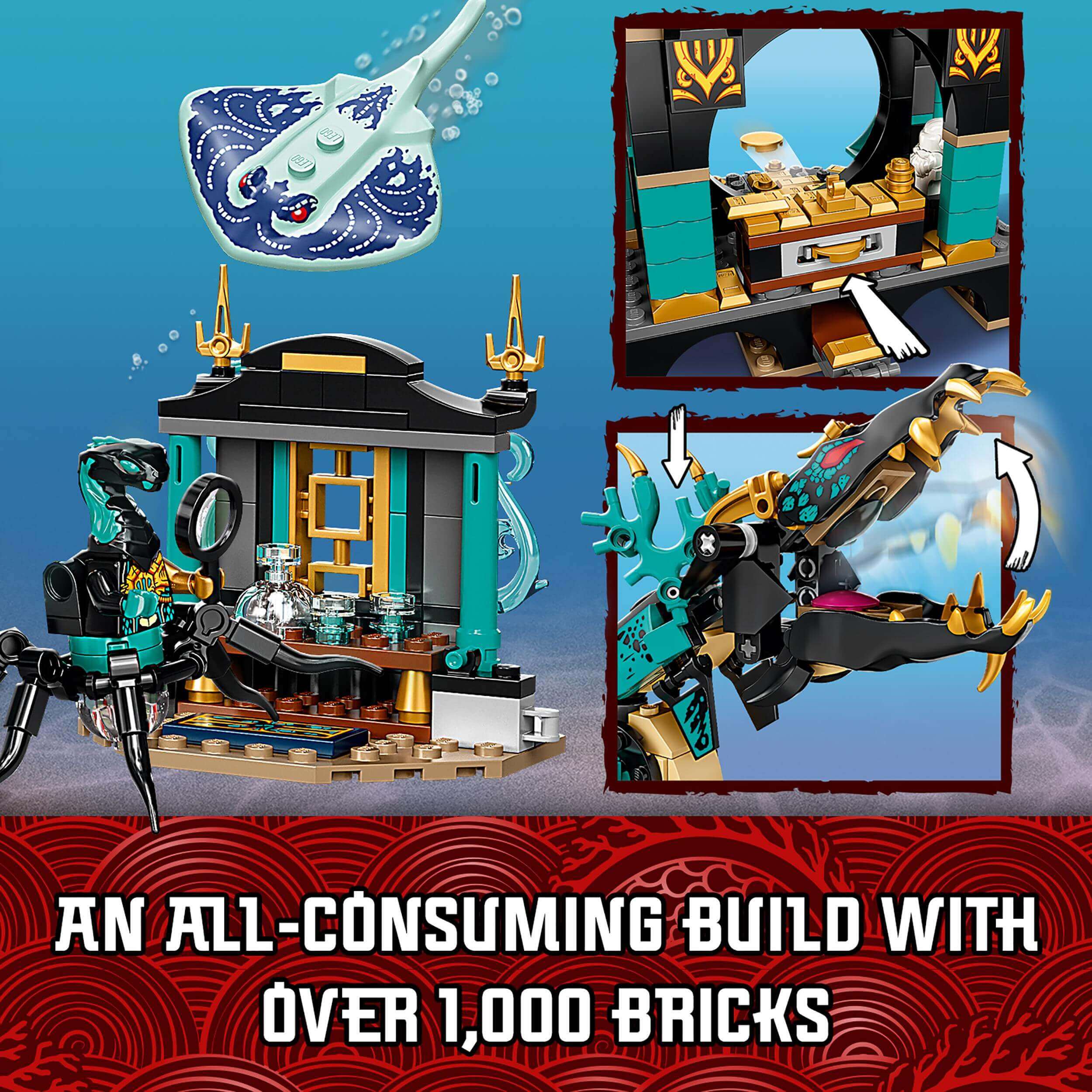 LEGO NINJAGO Temple of the Endless Sea Set 71755 with detailed underwater scene and features, including over 1,000 bricks.