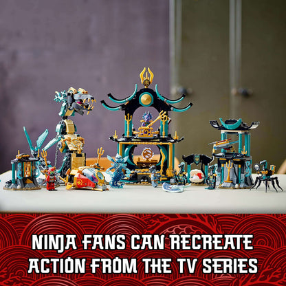 LEGO NINJAGO Temple of the Endless Sea Set 71755, featuring underwater battle scenes and 7 minifigures from the Seabound series.