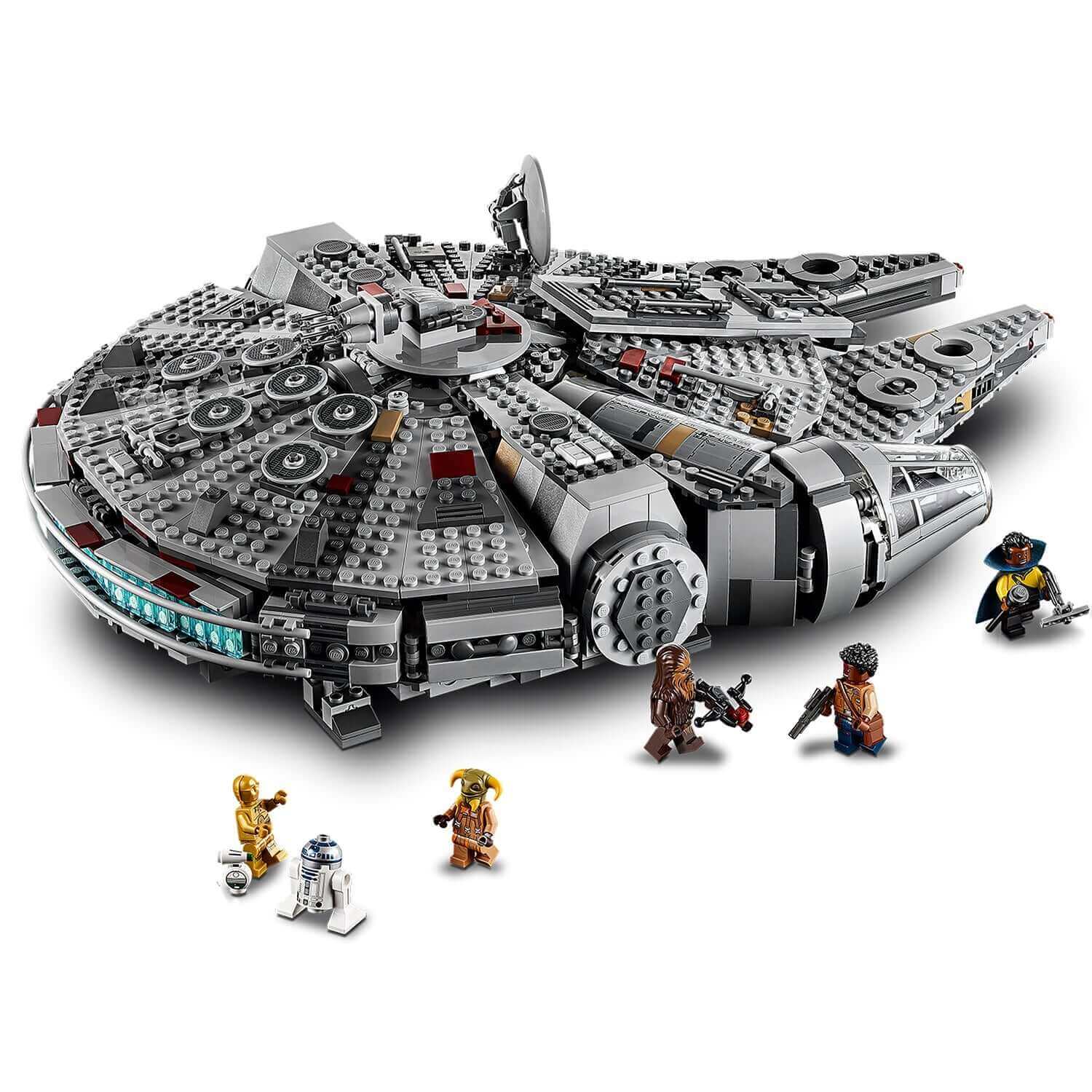 LEGO Star Wars Millennium Falcon Set 75257 with detailed model and minifigures, perfect for epic adventures.