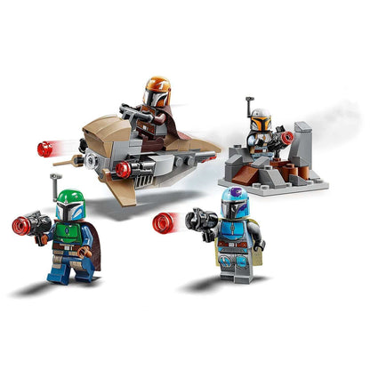 LEGO Star Wars Mandalorian Battle Pack Set 75267 featuring characters, speeder, and defense fort for creative play.