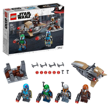 LEGO® Star Wars Mandalorian Battle Pack Set 75267 with minifigures, speeder and defense fort for kids.