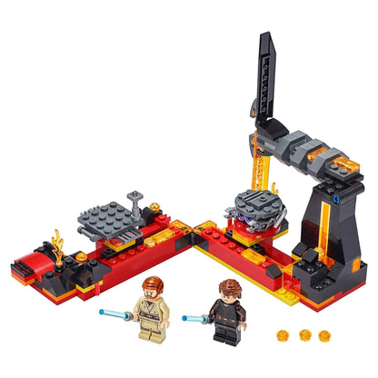 LEGO Star Wars Duel on Mustafar playset 75269 featuring Obi-Wan Kenobi and Anakin Skywalker minifigures for lightsaber battles.