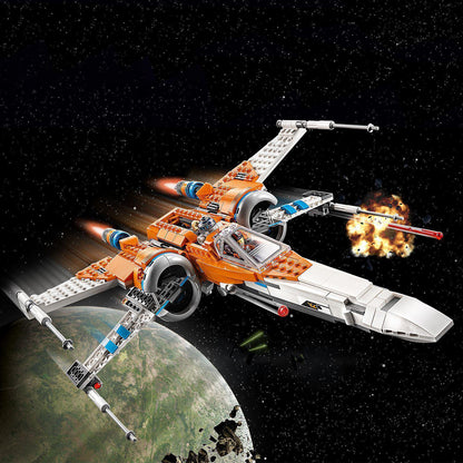 LEGO Star Wars Poe Dameron's X-wing Fighter 75273 in action, showcasing missile shooting and space battles.